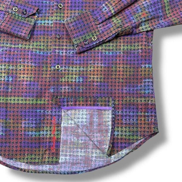 Robert Graham Button Up Shirt Classic Fit Multicolor Houndstooth Print Men Sz S - Picture 4 of 10